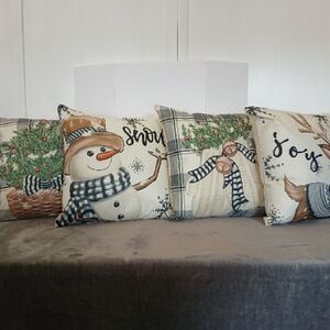 Holiday Snowman and Joy Decorative Pillows - Set of 4